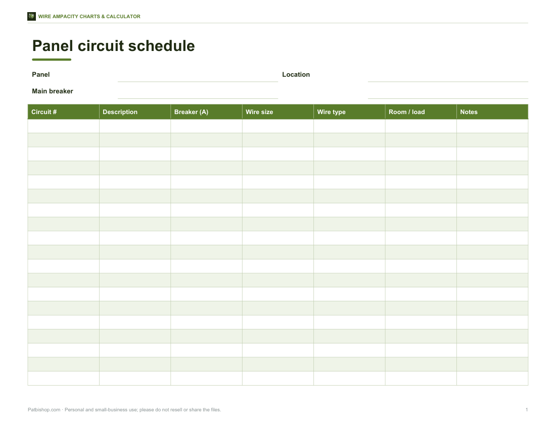 Preview of the first page of Circuit schedule